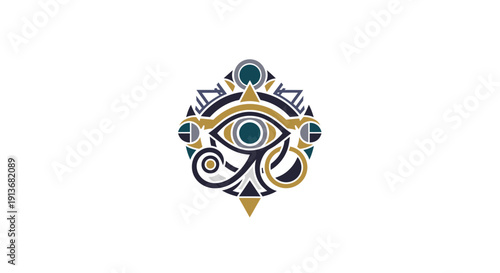Geometric mystical eye of horus logo vector.