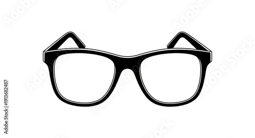 Black framed eyeglasses isolated on white background.