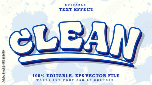 Clean Editable Text Effect with Blue Splatter Background and 3d Style