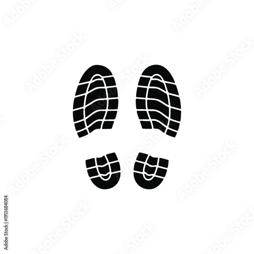 Human shoe footprint pair of prints silhouette vector flat illustration design.