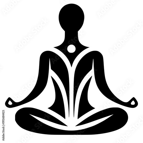 Vector illustration of a woman meditating in lotus pose with a golden crown