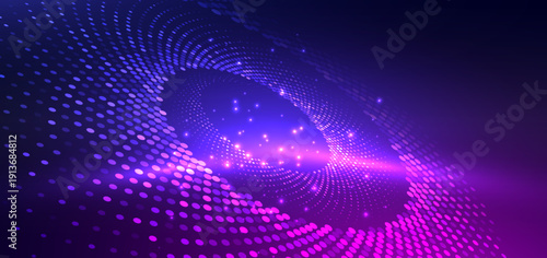 Technology futuristic dot blue and purple glowing background.
