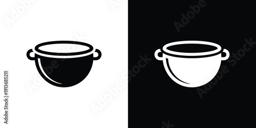 Black and white bowl with handles simple