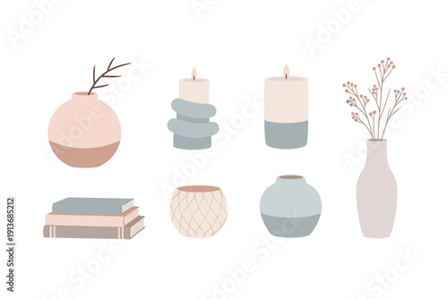 Decorative items on a simple background showing modern design