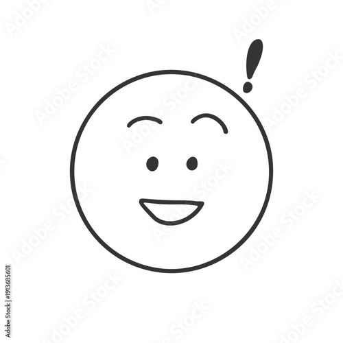 Smiling and surprised face icon　驚きと笑顔のシンプルな手書き表情アイコン