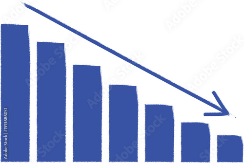 Declining Bar Chart with Downward Arrow