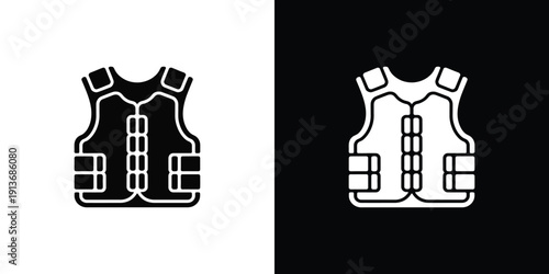 Black and white life vest on contrasting backgrounds