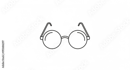 Round Eyeglasses Line Art Illustration.