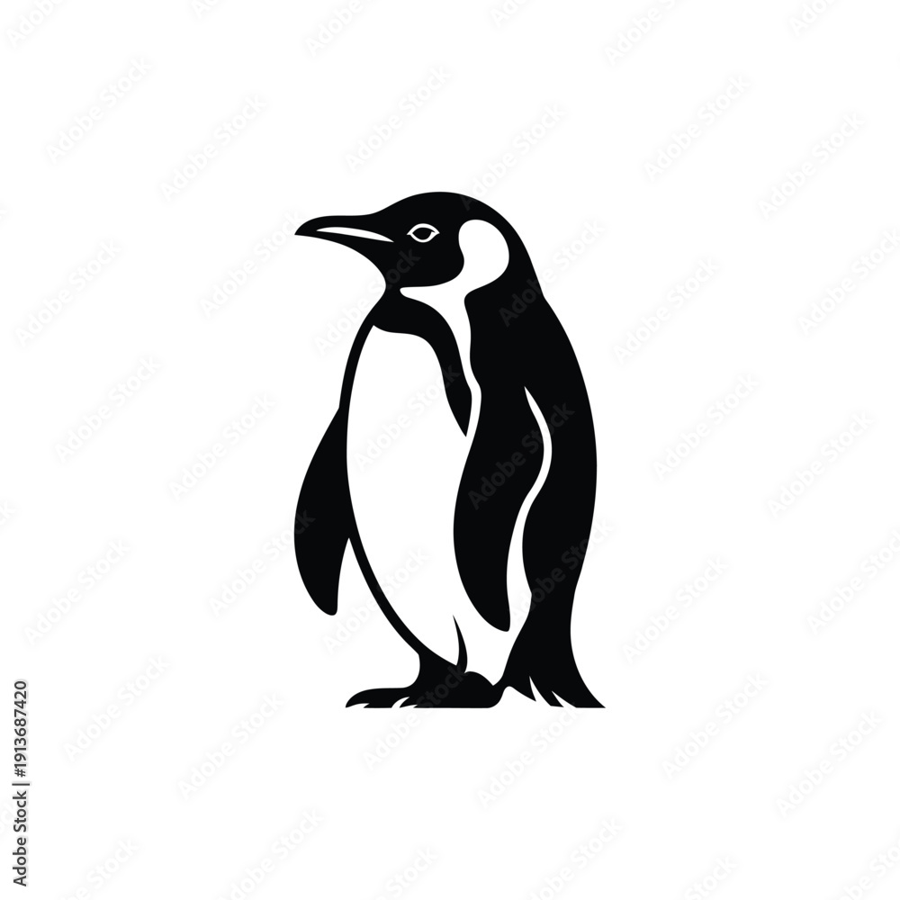 Fototapeta premium Black and white penguin silhouette standing upright