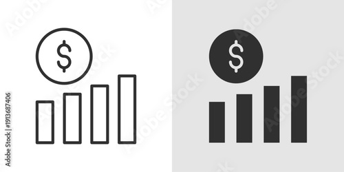 Business Profit Chart Icon representing revenue trends, earnings analysis, financial performance tracking, and growth visualization for businesses and enterprises.