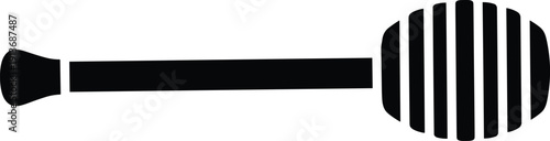 Honey Dipper Silhouette Icon, Black Wooden Honey Stick Vector Illustration Isolated on White Background for Beekeeping and Food Design