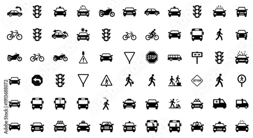 Collection of Traffic and Transportation Icons.