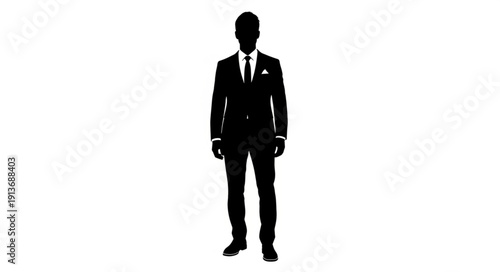 Silhouette of a Man in a Suit Standing Confidently.