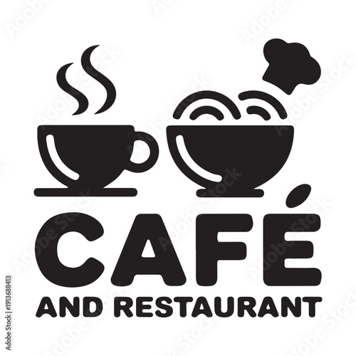Modern Cafe and Restaurant Logo - Black and White Icon