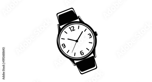 Classic Analog Wristwatch with Black Leather Strap.