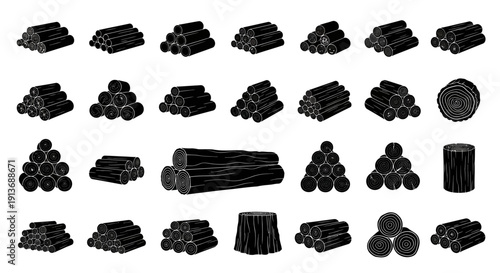 Various black metal rods and tubes arranged in rows on white background for industrial or construction concepts