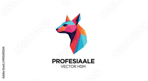 Geometric colorful polygonal animal logo design