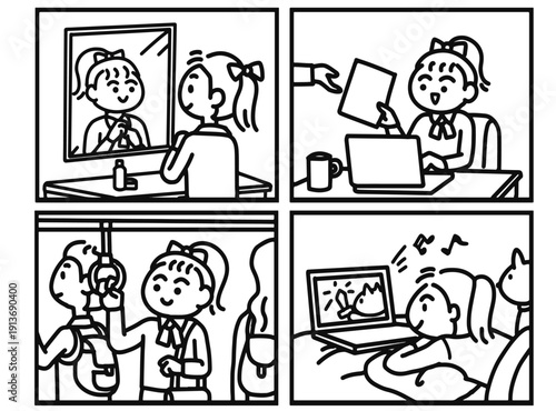 Working Woman Daily Life Cycle from Office to Home