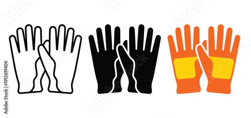 Colorful Glove Illustrations in Black, White, and Orange