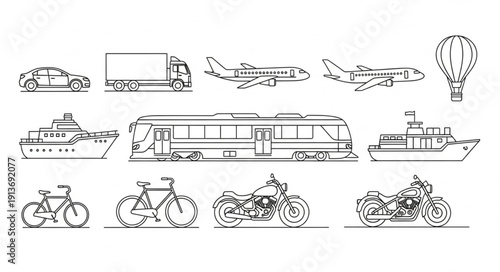 Collection of Transportation Vehicles and Modes of Travel.
