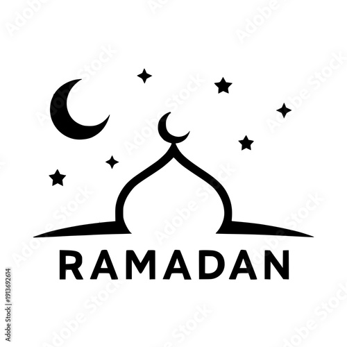 Celebrating the holy month of ramadan with a crescent moon and stars illustration