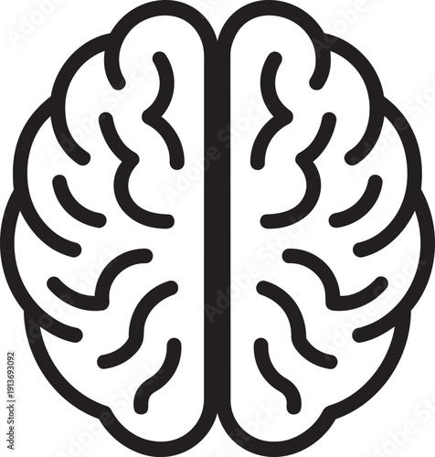 Human brain anatomy icon showing organic biological structure in simple outline style