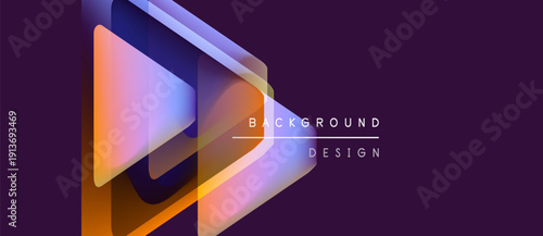 Abstract geometric shapes overlap, creating vibrant color gradients. Background features text background design in white. Modern, stylish presentation.