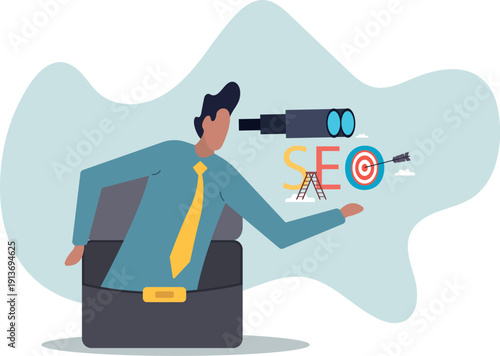 SEO, search engine optimization to drive traffic or visitor to website, improve search result ranking gain more visibility.human life and situation.