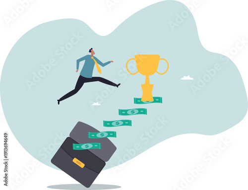 Stairway to money success, financial independent or financial freedom, income growth or wealth management or investment opportunity.human life and situation.