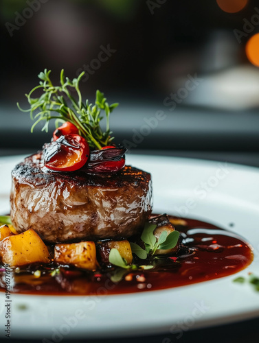 Delicious and beautifully plated gourmet meal	