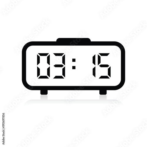 Quarter past three digital alarm clock icon with bold numbers for high contrast screen displays