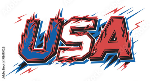 Usa text graphic with art and illustrator eps 10