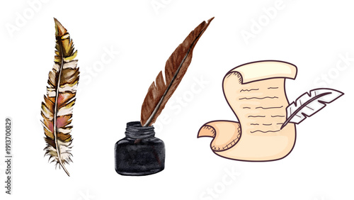 quill pen and inkwell