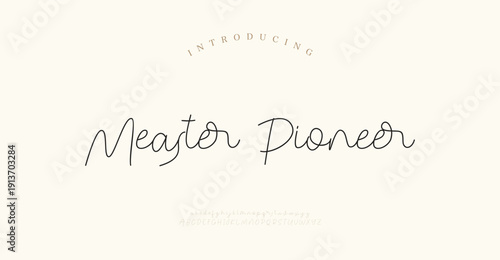 Measter Pioneer, Elegant Script logo alphabet letters font. Typography luxury classic lettering serif fonts decorative vintage retro logos and number. vector illustration
