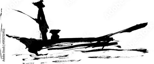 釣り人　シルエット素材