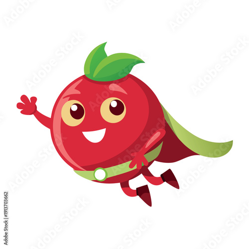 Cartoon pomegranate superhero character