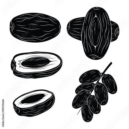 Date Delights: Artistic silhouettes of delectable dates showcase the unique textures and forms of this sweet treat.
