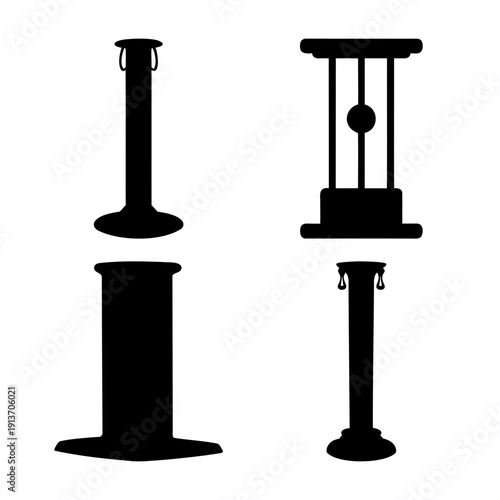 Diverse collection of stanchion and barrier silhouette designs for crowd control and decorative purposes