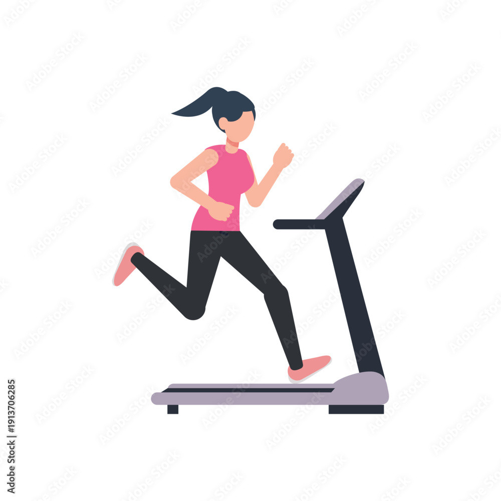 Fototapeta premium Woman running on treadmill