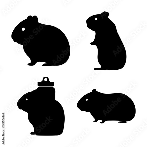 Adorable collection of guinea pig silhouettes including a festive christmas ornament design
