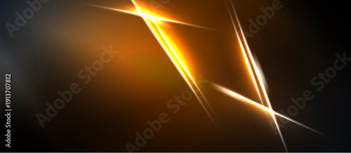 Abstract lines intersect, creating bright orange glow against dark background. Dynamic composition suggests speed, energy, light effects.