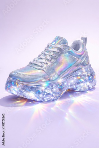 Prismatic Glass Sole Iridescent Sport Sneaker