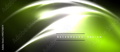 Abstract green light flares create dynamic visual effect. Smooth gradients, flowing shapes suggest energy, movement. Modern design element.