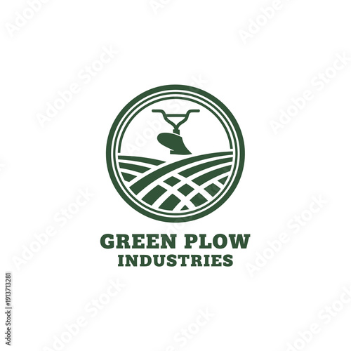 Vintage Circular Agricultural Farming Plow Logo