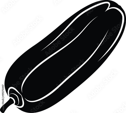 Monochrome Cucumber Icon: A sleek, black and white icon presents a single cucumber, showcasing its elongated form and subtle details.