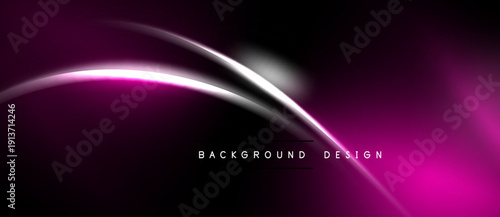 Dark background features vibrant pink, white curves. Modern design suggests energy, motion, sleekness. Text reads background design.