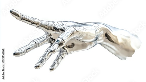 Futuristic Cyborg Hand Reaching Out with Extended Fingers