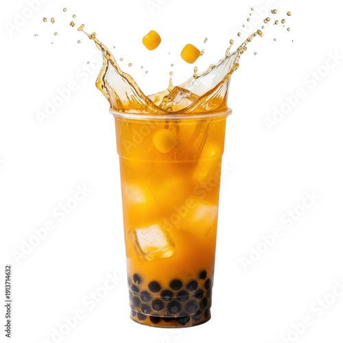Refreshing iced tea with boba