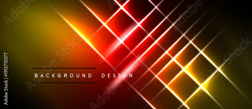 Abstract background features vibrant lines, gradients. Yellow, red hues dominate design, creating dynamic visual effect. Modern, sleek presentation.