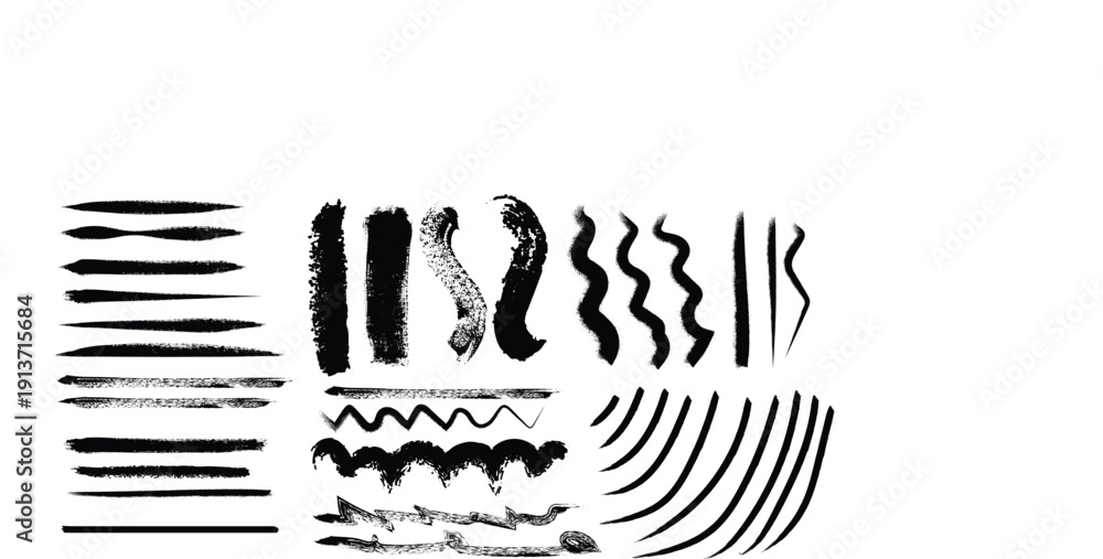 Obraz premium Hand drawn brush stroke line set